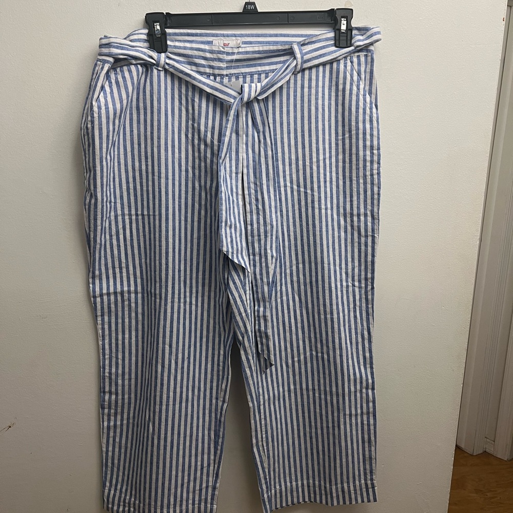 Blue and White Striped Pants
